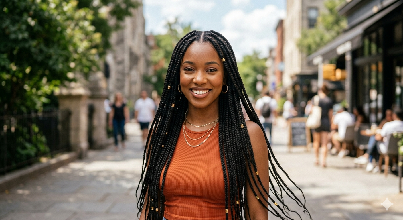 Black woman with box braids
