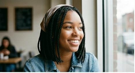 AI-style image of a Black woman with box braids