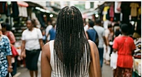 AI-style image of a Black woman with knotless braids